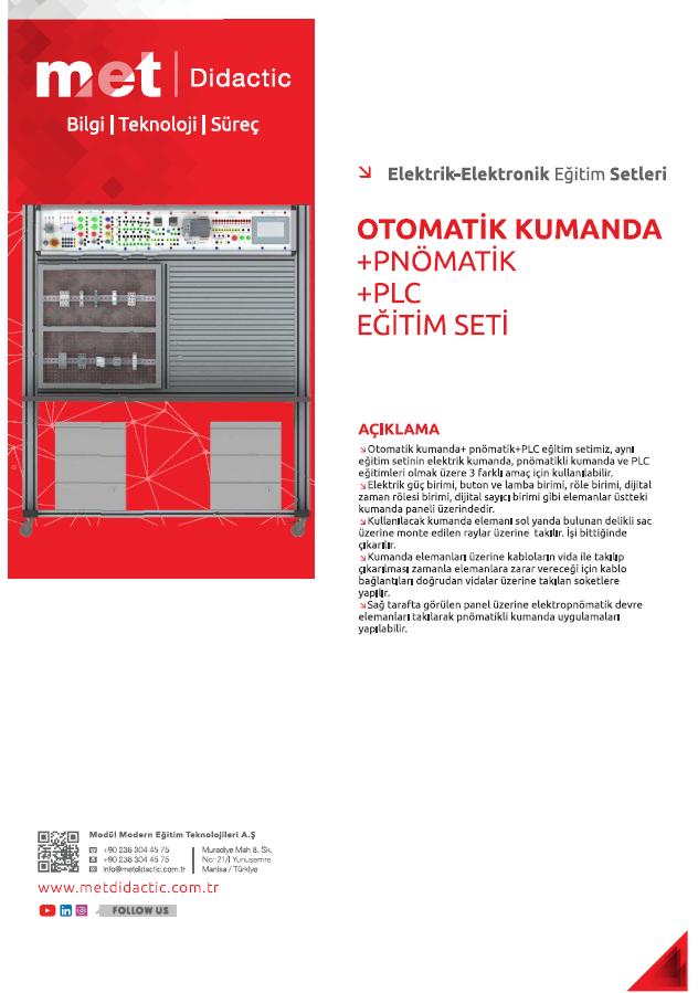 OTOMATİK KUMANDA+PNÖMATİK+PLC EĞİTİM SETİ