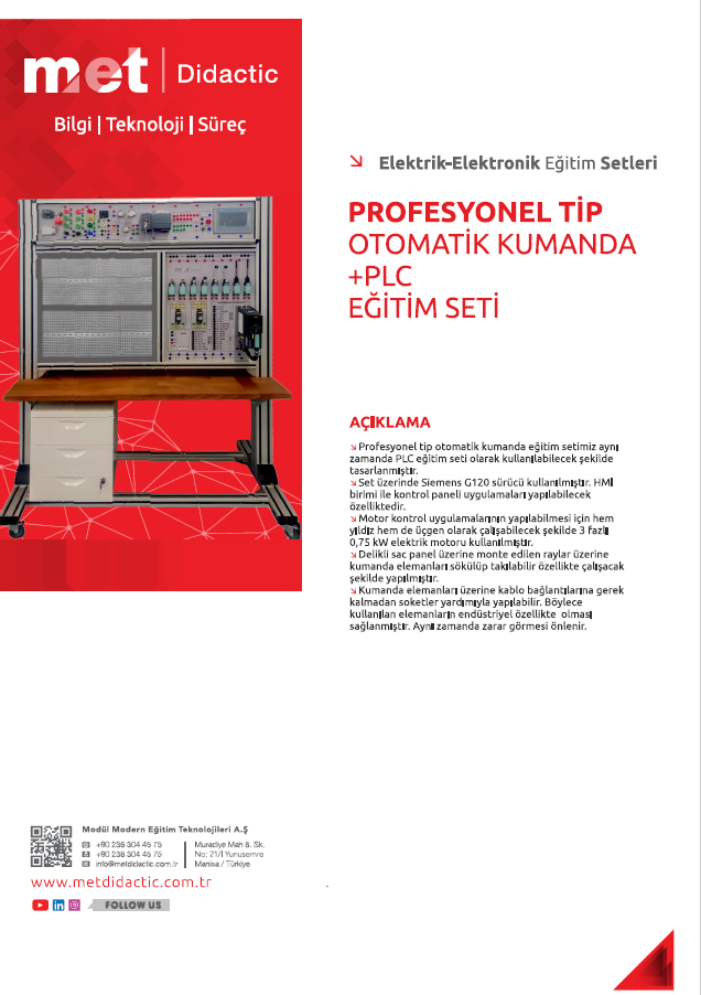 PROFESYONEL TİP OTOMATİK KUMANDA + PLC EĞİTİM SETİ